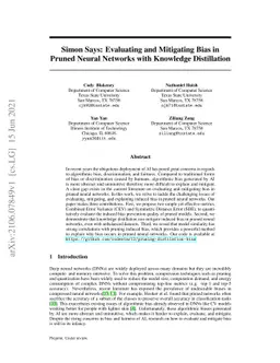 Simon Says: Evaluating and Mitigating Bias in Pruned Neural Networks
  with Knowledge Distillation