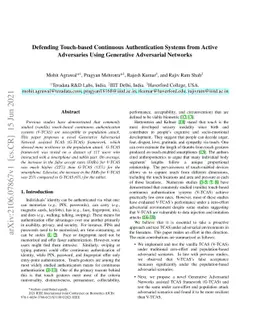 Defending Touch-based Continuous Authentication Systems from Active
  Adversaries Using Generative Adversarial Networks