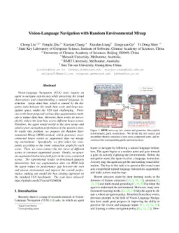 Vision-Language Navigation with Random Environmental Mixup