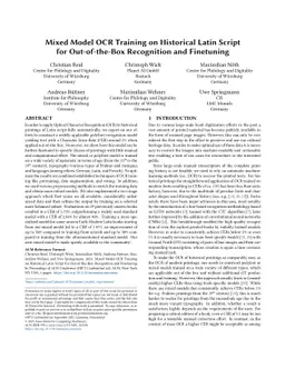Mixed Model OCR Training on Historical Latin Script for Out-of-the-Box
  Recognition and Finetuning