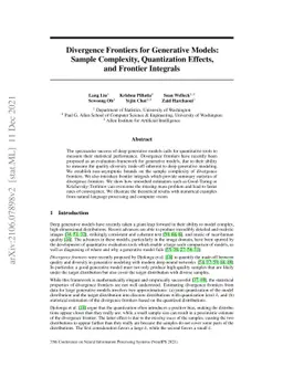 Divergence Frontiers for Generative Models: Sample Complexity,
  Quantization Effects, and Frontier Integrals