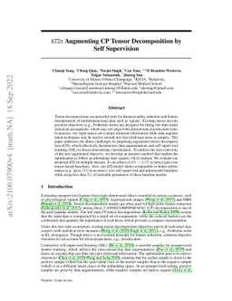 ATD: Augmenting CP Tensor Decomposition by Self Supervision
