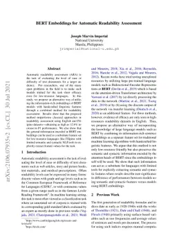 BERT Embeddings for Automatic Readability Assessment