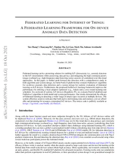 Federated Learning for Internet of Things: A Federated Learning
  Framework for On-device Anomaly Data Detection