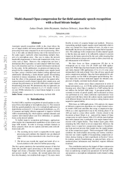 Multi-channel Opus compression for far-field automatic speech
  recognition with a fixed bitrate budget