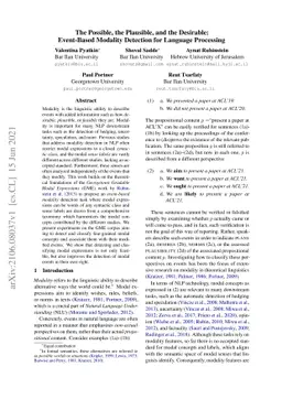 The Possible, the Plausible, and the Desirable: Event-Based Modality
  Detection for Language Processing