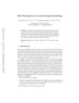 Hotel Recognition via Latent Image Embedding