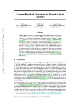 Coupled Gradient Estimators for Discrete Latent Variables