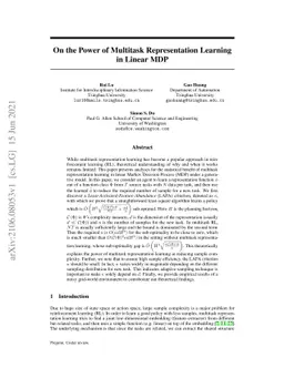 On the Power of Multitask Representation Learning in Linear MDP