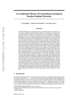 An Analytical Theory of Curriculum Learning in Teacher-Student Networks