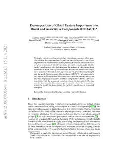 Decomposition of Global Feature Importance into Direct and Associative
  Components (DEDACT)
