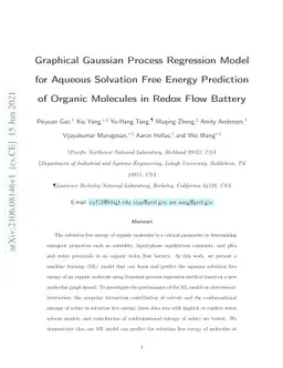 Graphical Gaussian Process Regression Model for Aqueous Solvation Free
  Energy Prediction of Organic Molecules in Redox Flow Battery