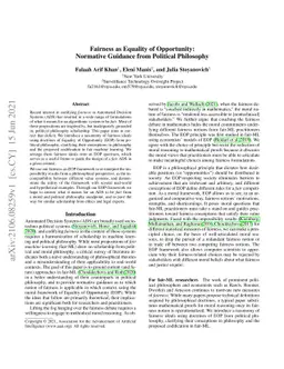 Fairness as Equality of Opportunity: Normative Guidance from Political
  Philosophy