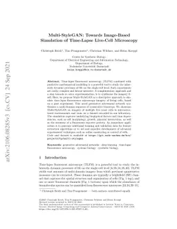 Multi-StyleGAN: Towards Image-Based Simulation of Time-Lapse Live-Cell
  Microscopy