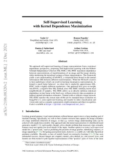 Self-Supervised Learning with Kernel Dependence Maximization