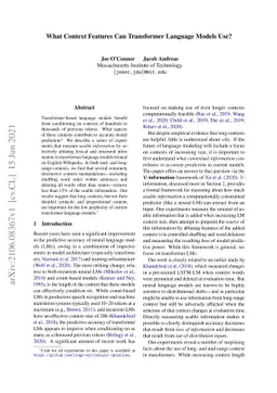 What Context Features Can Transformer Language Models Use?