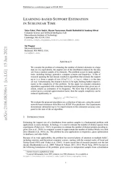 Learning-based Support Estimation in Sublinear Time