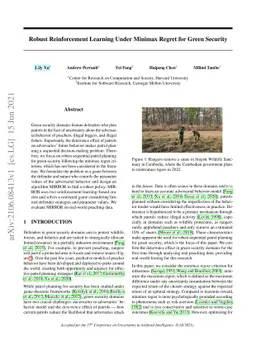 Robust Reinforcement Learning Under Minimax Regret for Green Security