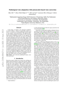Pathological voice adaptation with autoencoder-based voice conversion