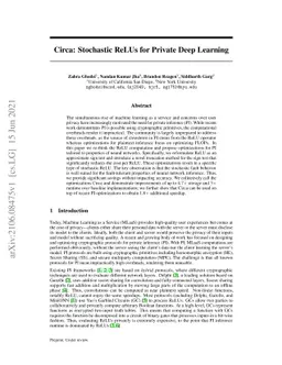 Circa: Stochastic ReLUs for Private Deep Learning