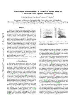 Detection of Consonant Errors in Disordered Speech Based on
  Consonant-vowel Segment Embedding