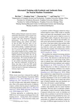 Alternated Training with Synthetic and Authentic Data for Neural Machine
  Translation