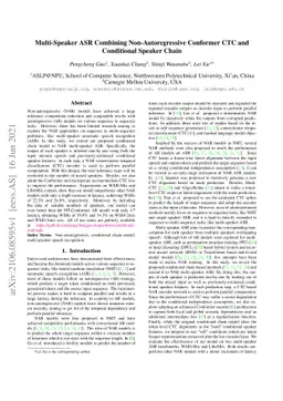 Multi-Speaker ASR Combining Non-Autoregressive Conformer CTC and
  Conditional Speaker Chain