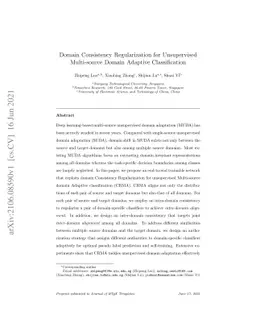 Domain Consistency Regularization for Unsupervised Multi-source Domain
  Adaptive Classification