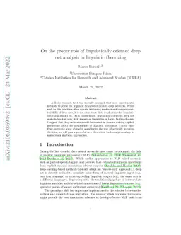 On the proper role of linguistically-oriented deep net analysis in
  linguistic theorizing