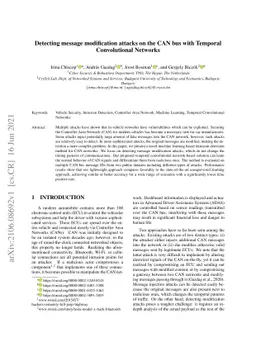 Detecting message modification attacks on the CAN bus with Temporal
  Convolutional Networks