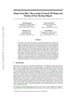 Shape from Blur: Recovering Textured 3D Shape and Motion of Fast Moving
  Objects
