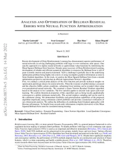 Analysis and Optimisation of Bellman Residual Errors with Neural
  Function Approximation