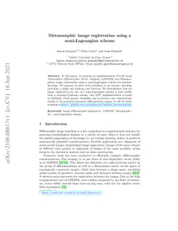 Metamorphic image registration using a semi-Lagrangian scheme