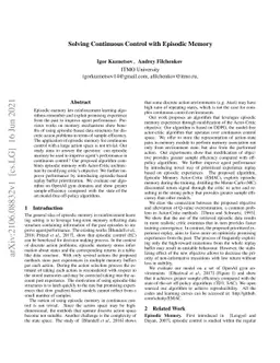 Solving Continuous Control with Episodic Memory