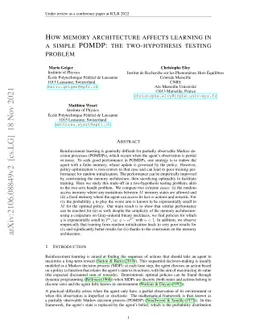 How memory architecture affects learning in a simple POMDP: the
  two-hypothesis testing problem