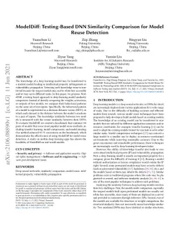 ModelDiff: Testing-Based DNN Similarity Comparison for Model Reuse
  Detection