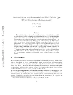 Random feature neural networks learn Black-Scholes type PDEs without
  curse of dimensionality
