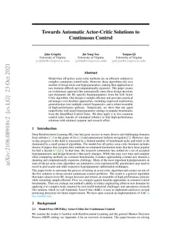 Towards Automatic Actor-Critic Solutions to Continuous Control