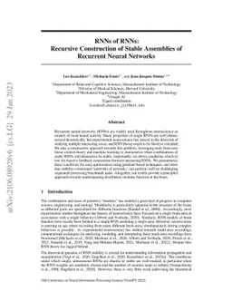 RNNs of RNNs: Recursive Construction of Stable Assemblies of Recurrent
  Neural Networks