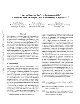 "I have no idea what they're trying to accomplish:" Enthusiastic and
  Casual Signal Users' Understanding of Signal PINs