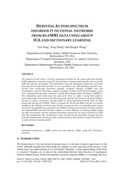 Deriving Autism Spectrum Disorder Functional Networks from RS-FMRI Data
  using Group ICA and Dictionary Learning