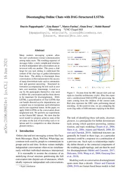 Disentangling Online Chats with DAG-Structured LSTMs
