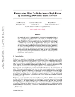 Unsupervised Video Prediction from a Single Frame by Estimating 3D
  Dynamic Scene Structure
