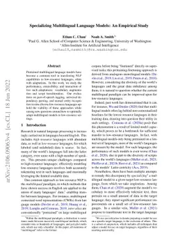 Specializing Multilingual Language Models: An Empirical Study