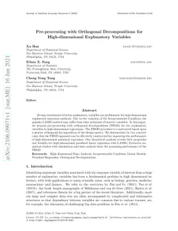 Pre-processing with Orthogonal Decompositions for High-dimensional
  Explanatory Variables