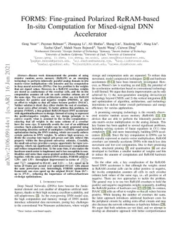 FORMS: Fine-grained Polarized ReRAM-based In-situ Computation for
  Mixed-signal DNN Accelerator