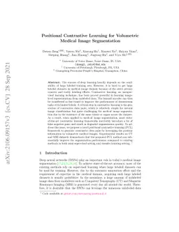 Positional Contrastive Learning for Volumetric Medical Image
  Segmentation
