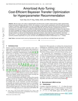 Amortized Auto-Tuning: Cost-Efficient Bayesian Transfer Optimization for
  Hyperparameter Recommendation