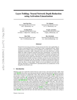 Layer Folding: Neural Network Depth Reduction using Activation
  Linearization