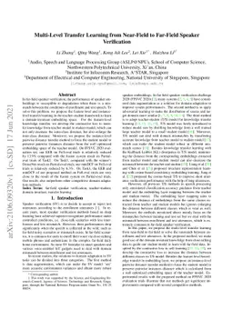 Multi-Level Transfer Learning from Near-Field to Far-Field Speaker
  Verification